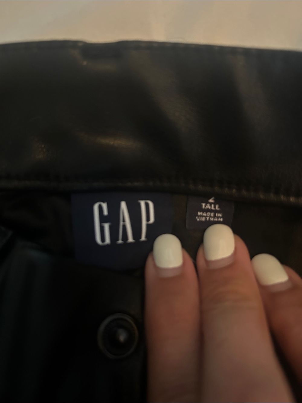 GAP Black Faux Leather pants with Button Detail